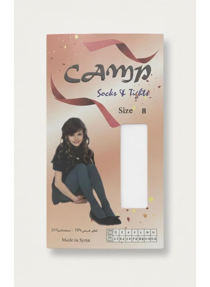 Camp Tights for Girls  – White Soft Stretchy Full-Length Stockings f - Image 2